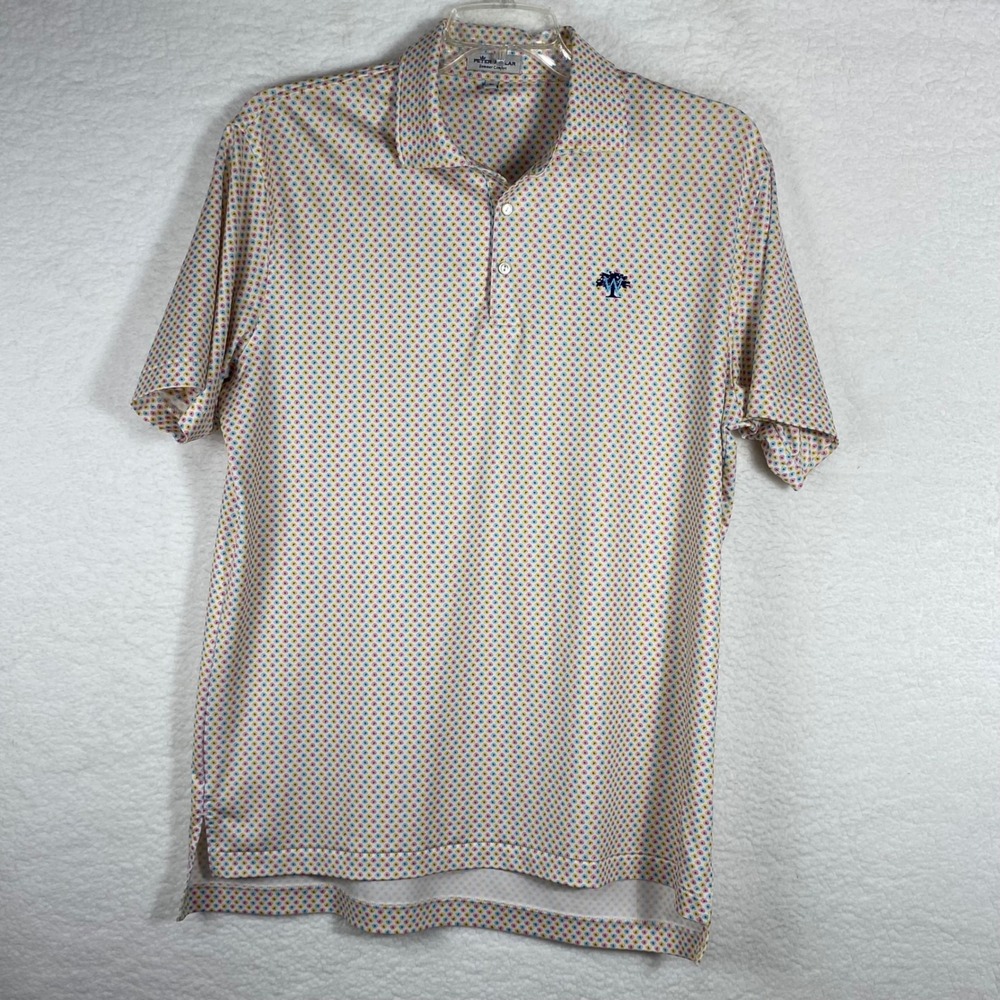 Peter Millar Summer Comfort Mens M Polo Shirt Geometric Dot Print Waialae CC